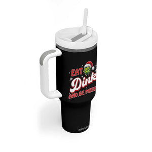 Funny Pickleball Christmas Tumbler With Handle Eat Dink And Be Merry TS12 Print Your Wear