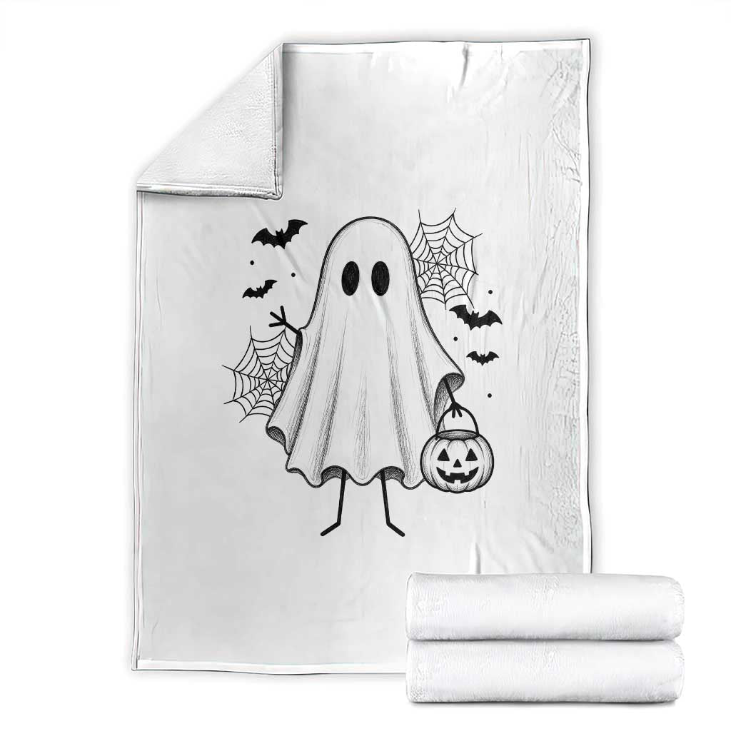 Stickman Ghost Funny Spooky Halloween Gift Throw Blanket