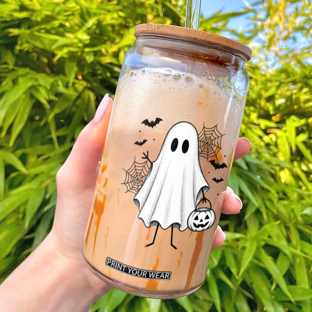 Stickman Ghost Funny Spooky Halloween Gift Glass Can