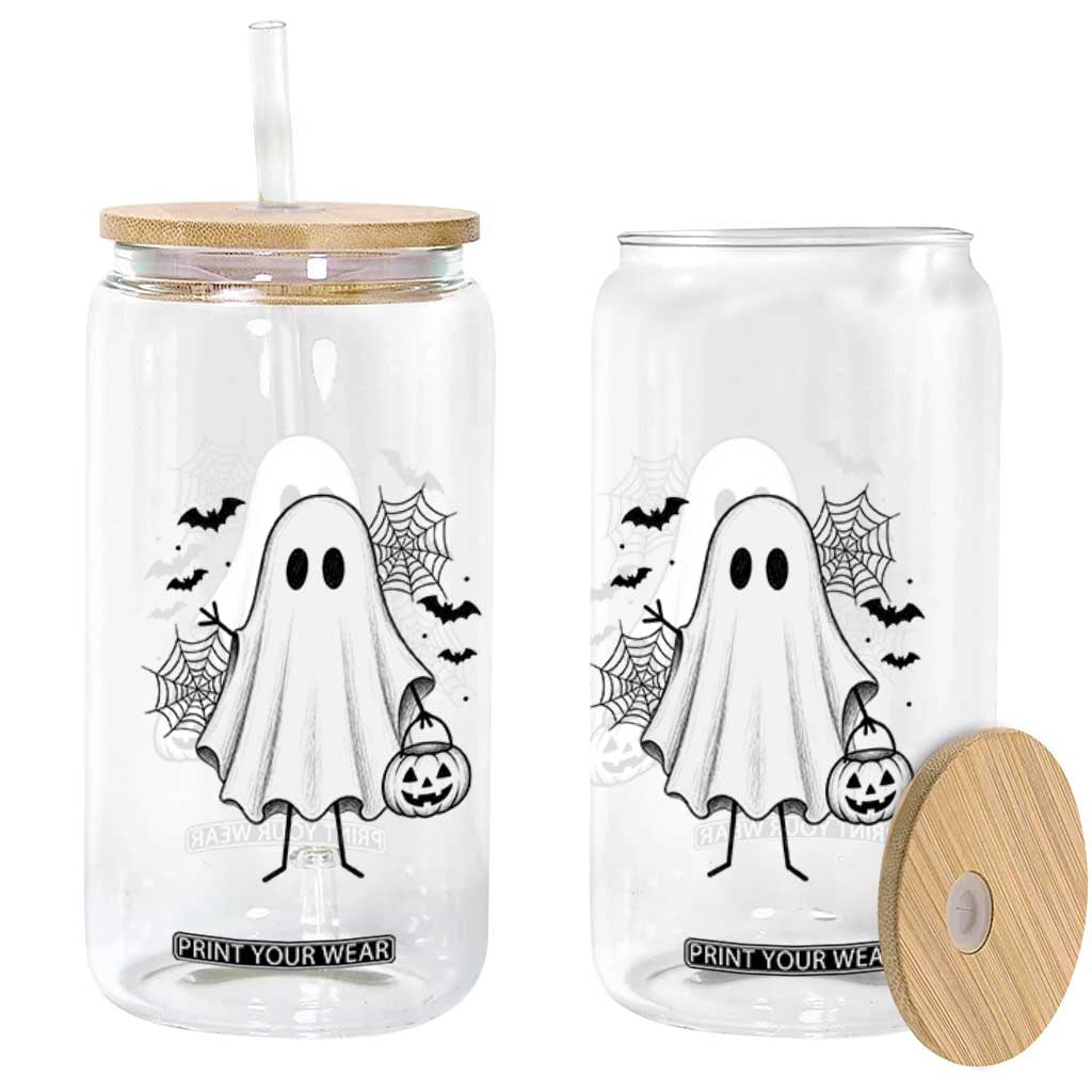 Stickman Ghost Funny Spooky Halloween Gift Glass Can