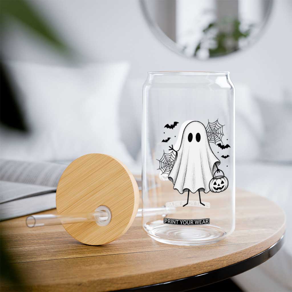 Stickman Ghost Funny Spooky Halloween Gift Glass Can