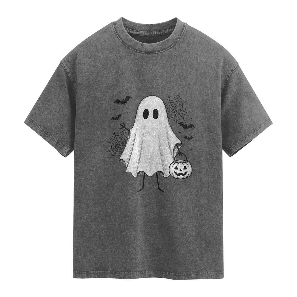 Stickman Ghost Funny Spooky Halloween Gift Washed Cotton T-Shirt