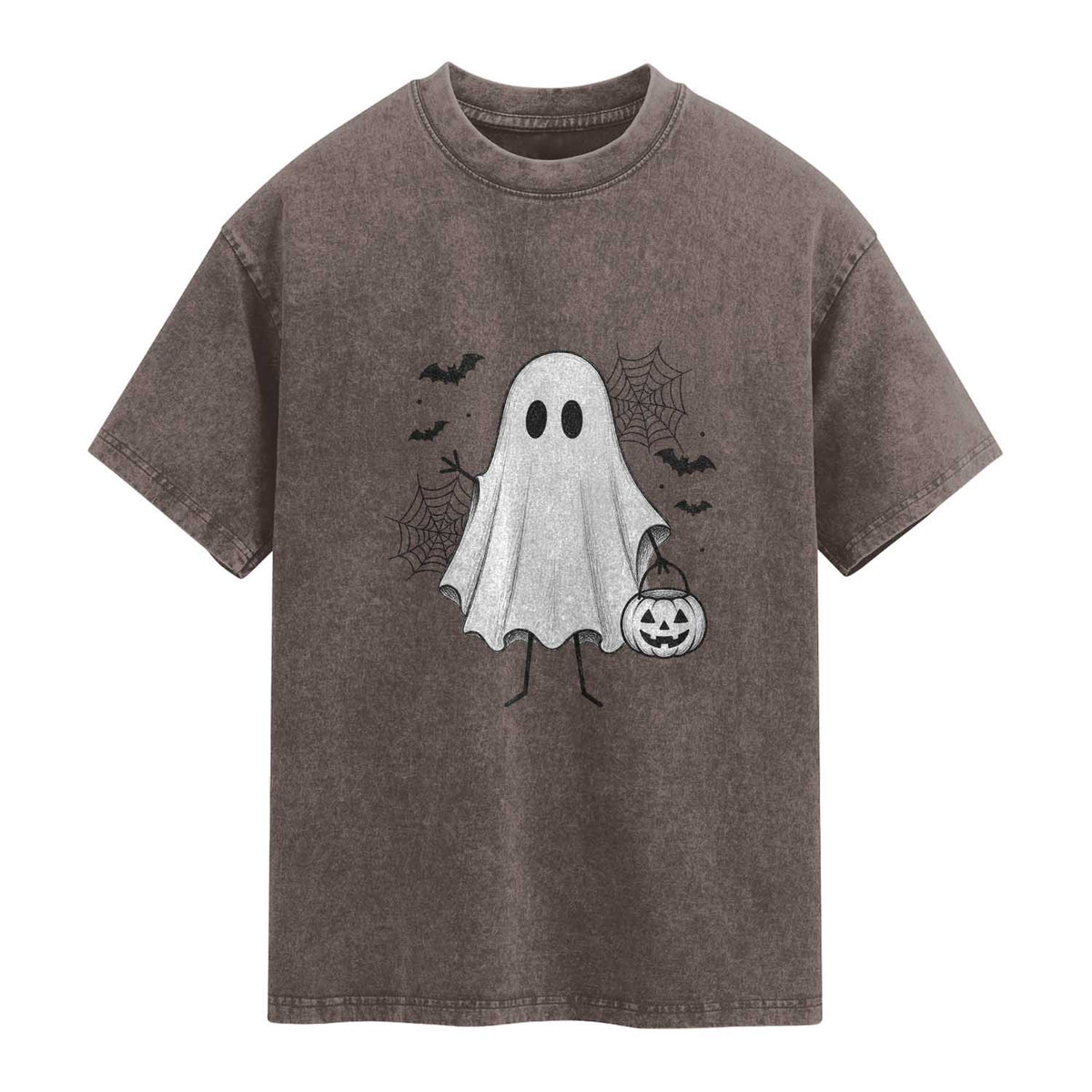 Stickman Ghost Funny Spooky Halloween Gift Washed Cotton T-Shirt