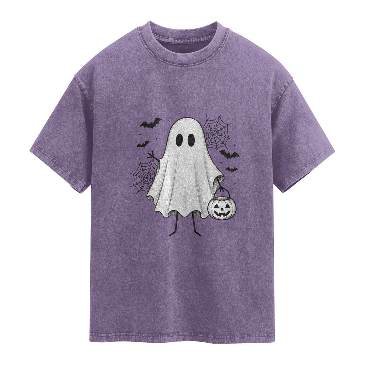 Stickman Ghost Funny Spooky Halloween Gift Washed Cotton T-Shirt
