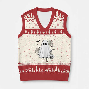 Stickman Ghost Funny Spooky Halloween Gift V-Neck Knit Sweater Vest
