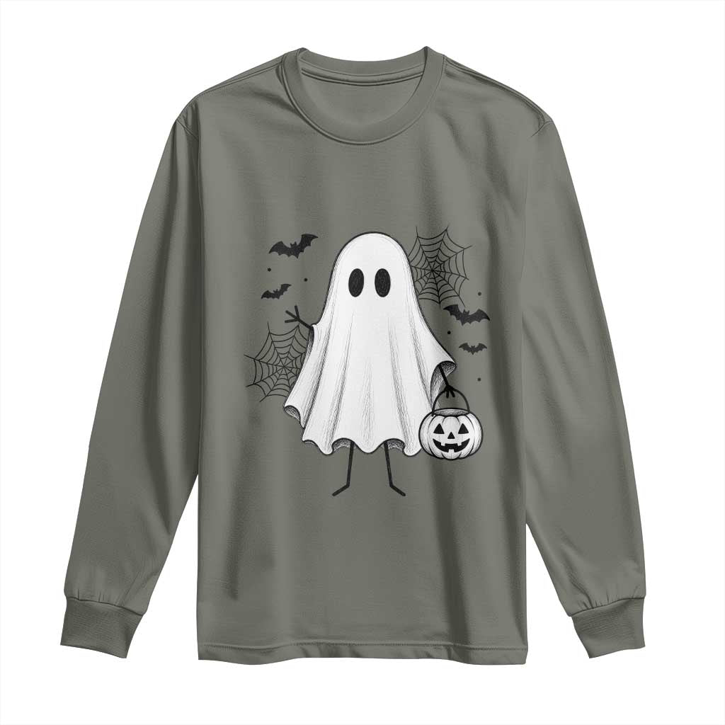 Stickman Ghost Funny Spooky Halloween Gift Long Sleeve Shirt
