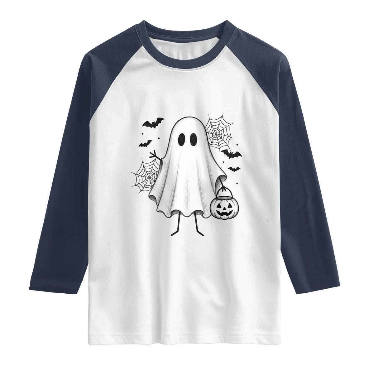 Stickman Ghost Funny Spooky Halloween Gift Raglan Shirt