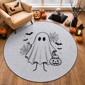 Stickman Ghost Funny Spooky Halloween Gift Round Rug