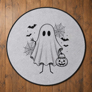 Stickman Ghost Funny Spooky Halloween Gift Round Rug
