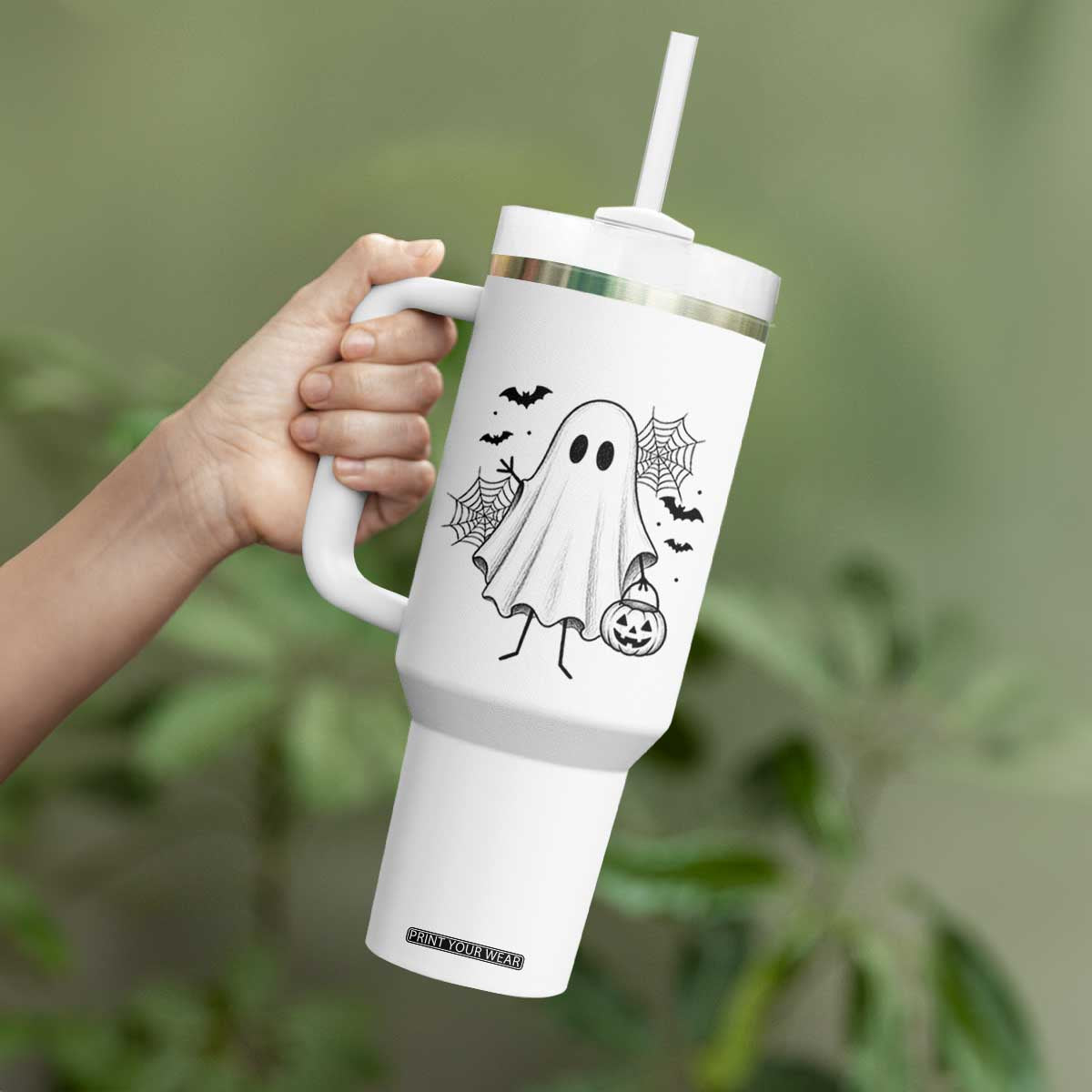 Stickman Ghost Funny Spooky Halloween Gift Tumbler With Handle