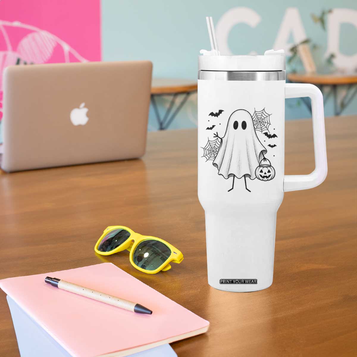 Stickman Ghost Funny Spooky Halloween Gift Tumbler With Handle
