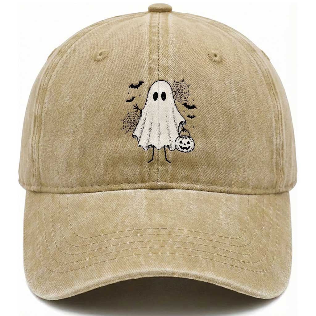 Stickman Ghost Funny Spooky Halloween Gift Washed Cotton Baseball Cap
