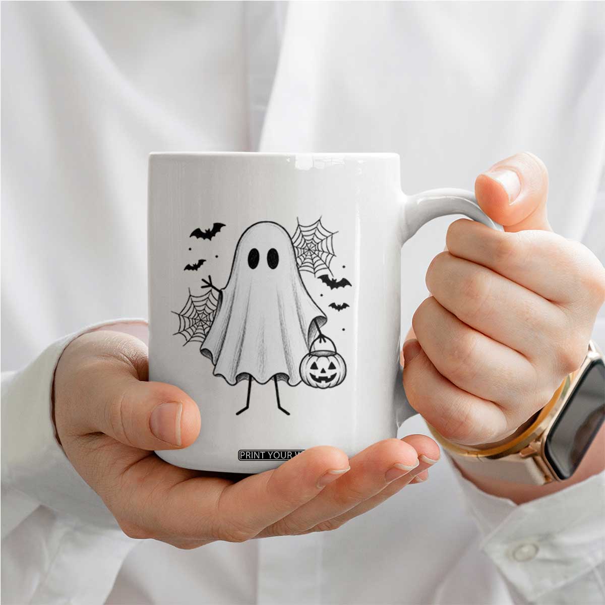 Stickman Ghost Funny Spooky Halloween Gift Coffee Mug