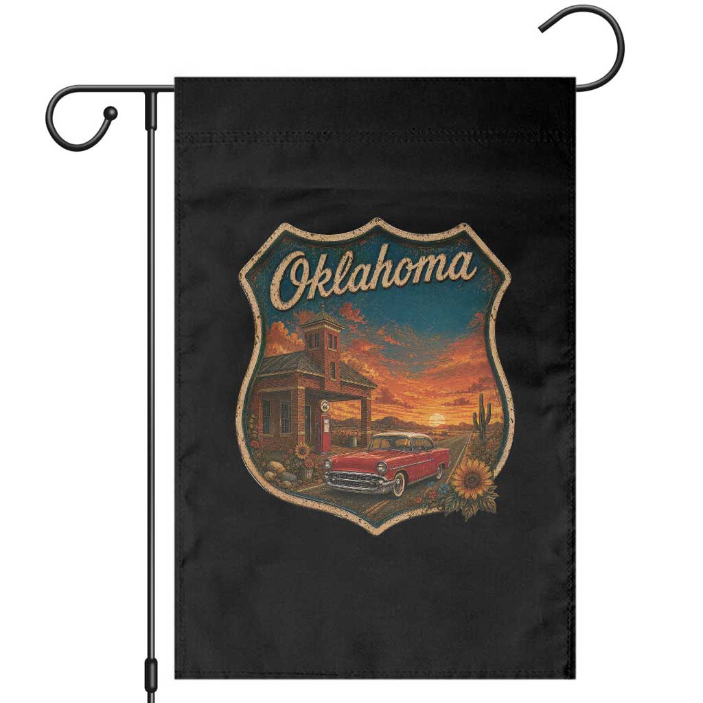 Vintage Oklahoma Route Highway 66 Gas Station Garden Flag Mother Road Travel Gift