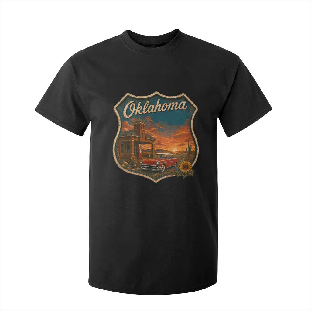 Vintage Oklahoma Route Highway 66 Gas Station T Shirt For Kid Mother Road Travel Gift