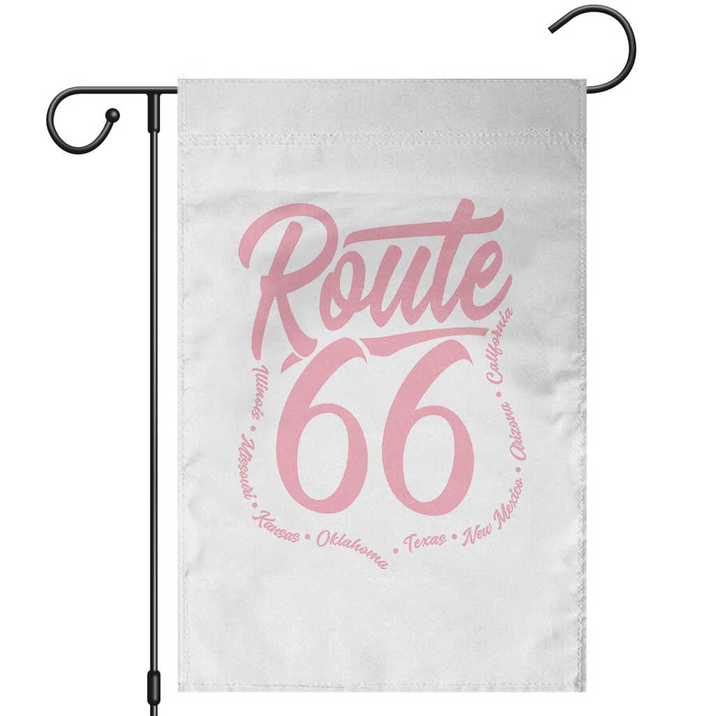 Pink Route Highway 66 Road Trip Garden Flag Mother Road All States Travel Gift
