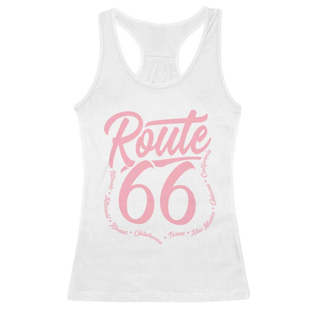 Pink Route Highway 66 Road Trip Racerback Tank Top Mother Road All States Travel Gift