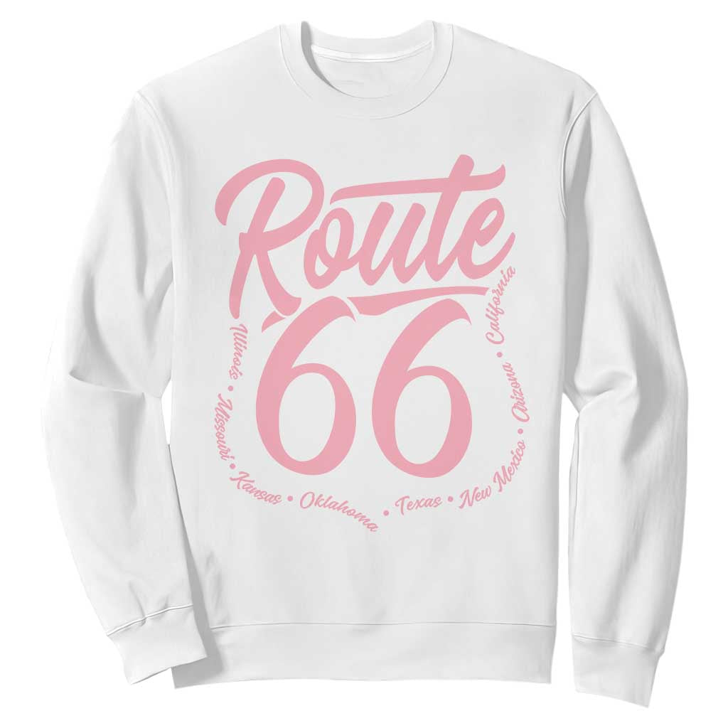 Pink Route Highway 66 Road Trip Sweatshirt Mother Road All States Travel Gift