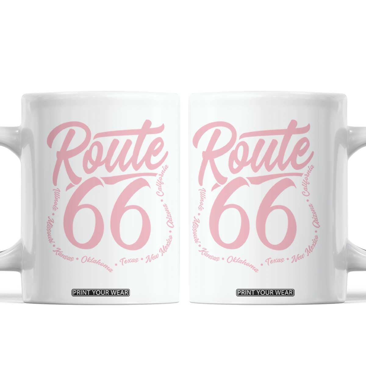 Pink Route Highway 66 Road Trip Coffee Mug Mother Road All States Travel Gift