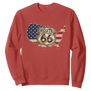 Vintage Route 66 US Flag Map Sweatshirt All States Highway Road Trip Travel