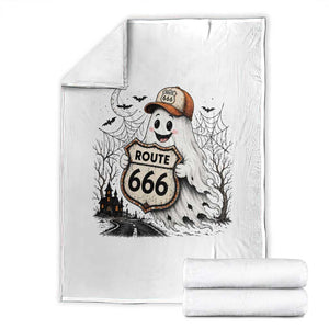 Haunted Route Highway 666 Halloween Road Trip Throw Blanket Spooky Travel Gift
