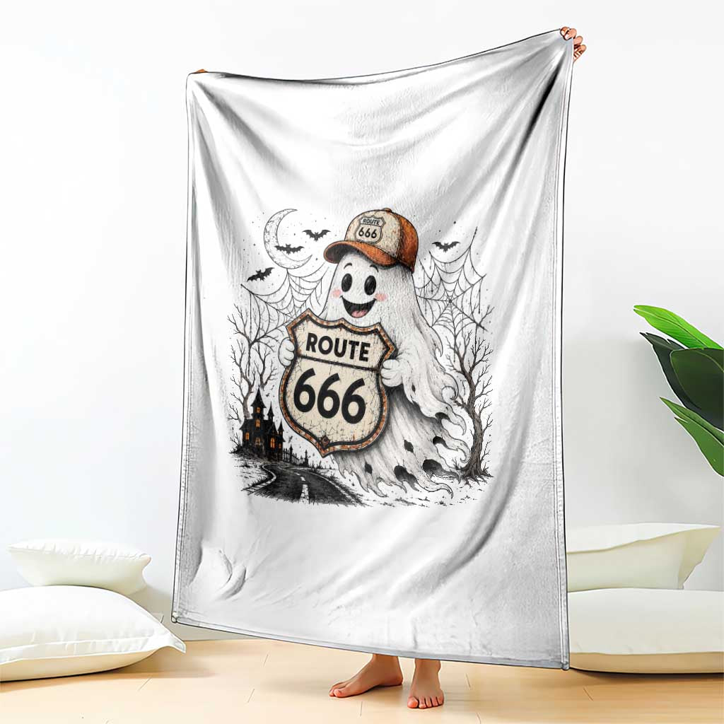 Haunted Route Highway 666 Halloween Road Trip Throw Blanket Spooky Travel Gift