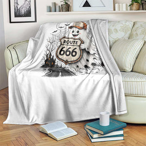 Haunted Route Highway 666 Halloween Road Trip Throw Blanket Spooky Travel Gift