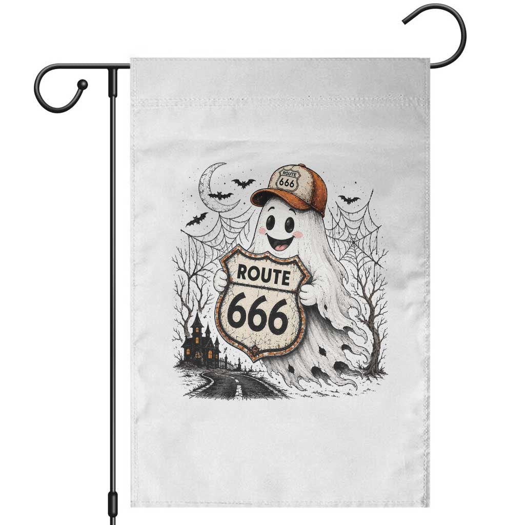Haunted Route Highway 666 Halloween Road Trip Garden Flag Spooky Travel Gift