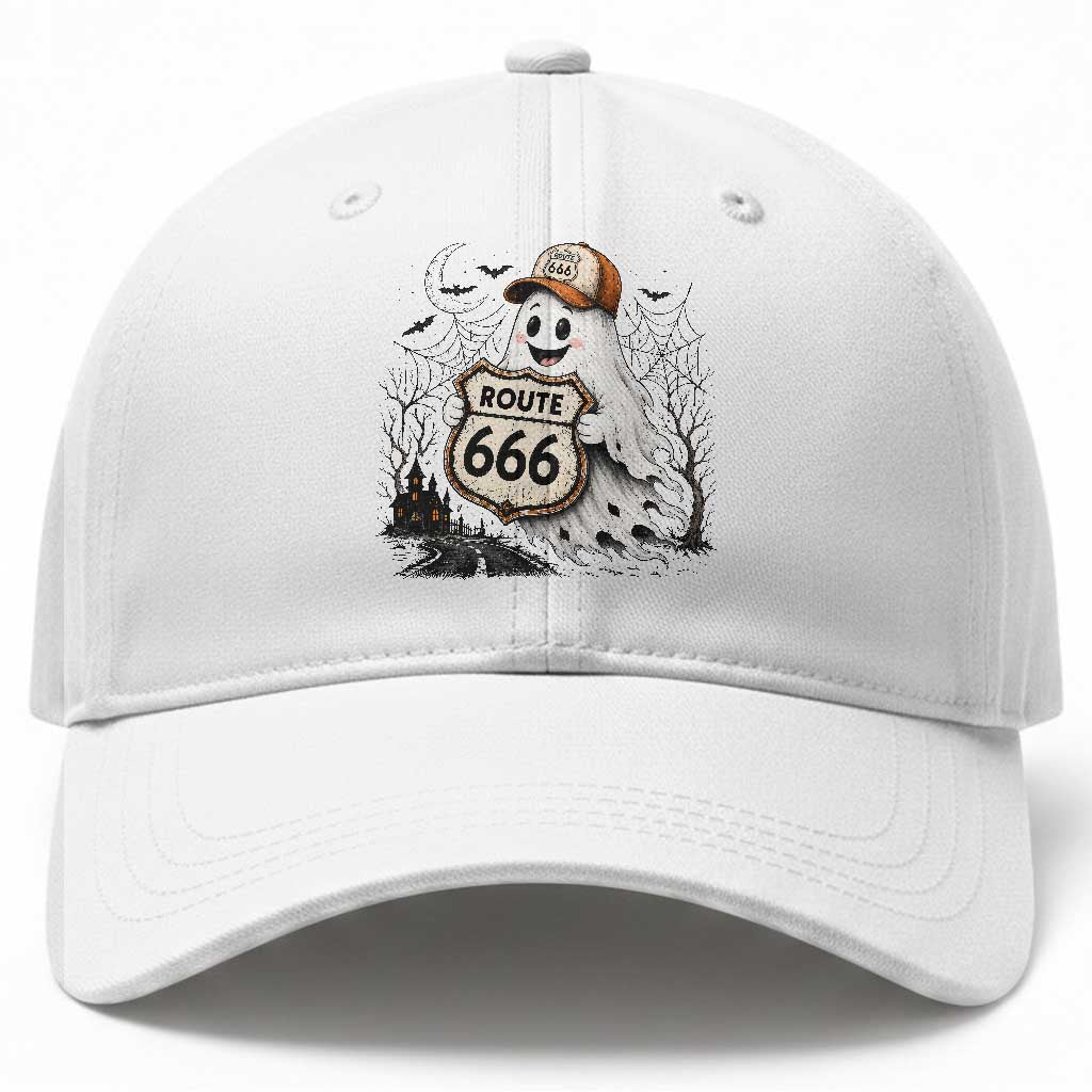 Haunted Route Highway 666 Halloween Road Trip Baseball Cap Spooky Travel Gift