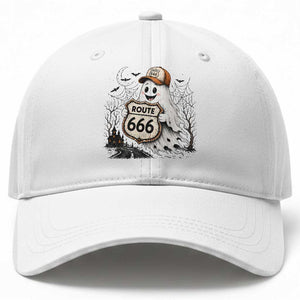 Haunted Route Highway 666 Halloween Road Trip Baseball Cap Spooky Travel Gift