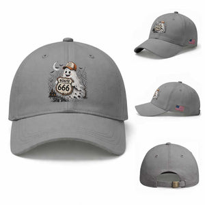 Haunted Route Highway 666 Halloween Road Trip Baseball Cap Spooky Travel Gift
