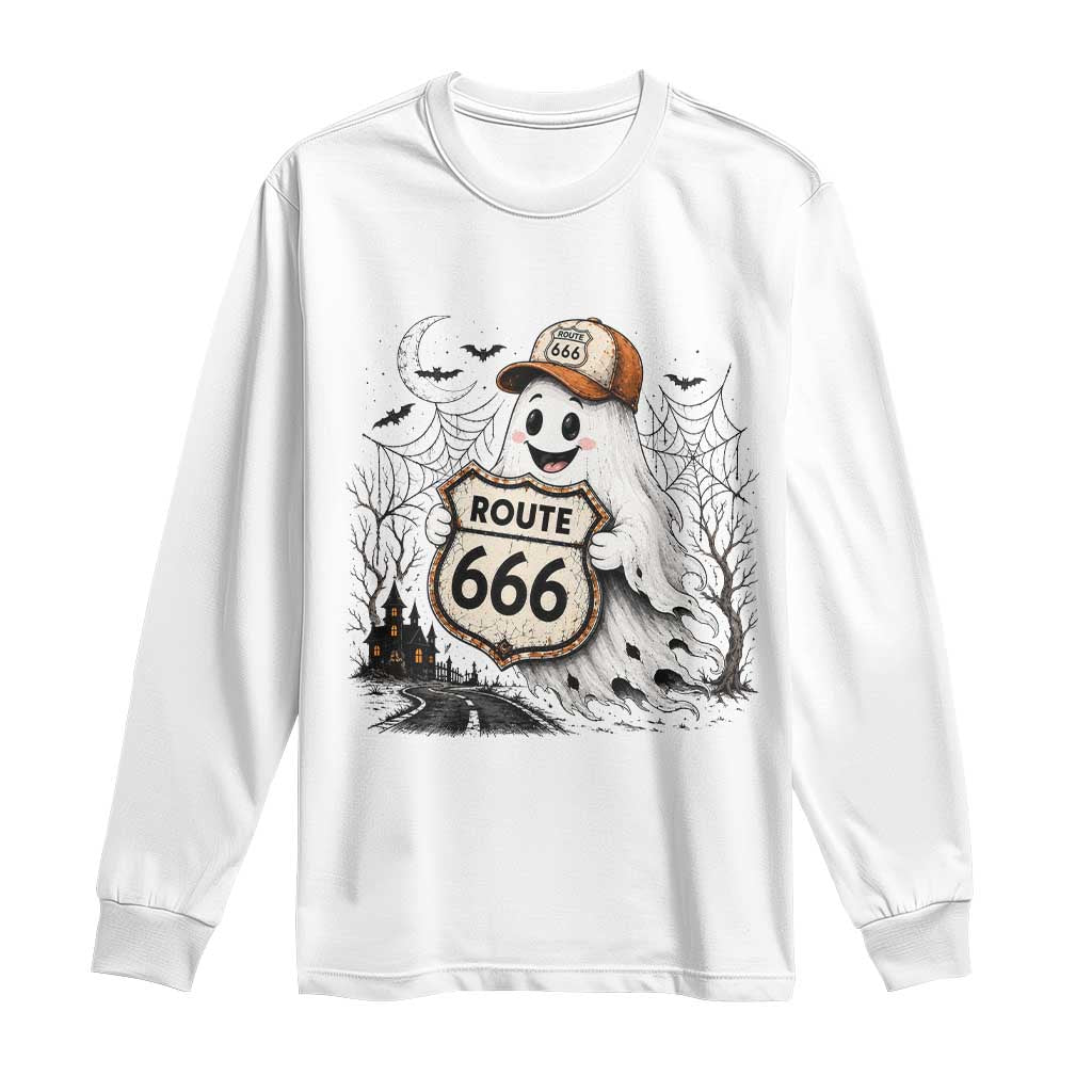 Haunted Route Highway 666 Halloween Road Trip Long Sleeve Shirt Spooky Travel Gift