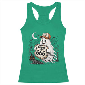 Haunted Route Highway 666 Halloween Road Trip Racerback Tank Top Spooky Travel Gift