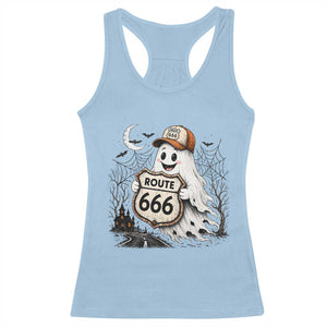 Haunted Route Highway 666 Halloween Road Trip Racerback Tank Top Spooky Travel Gift