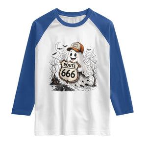 Haunted Route Highway 666 Halloween Road Trip Raglan Shirt Spooky Travel Gift
