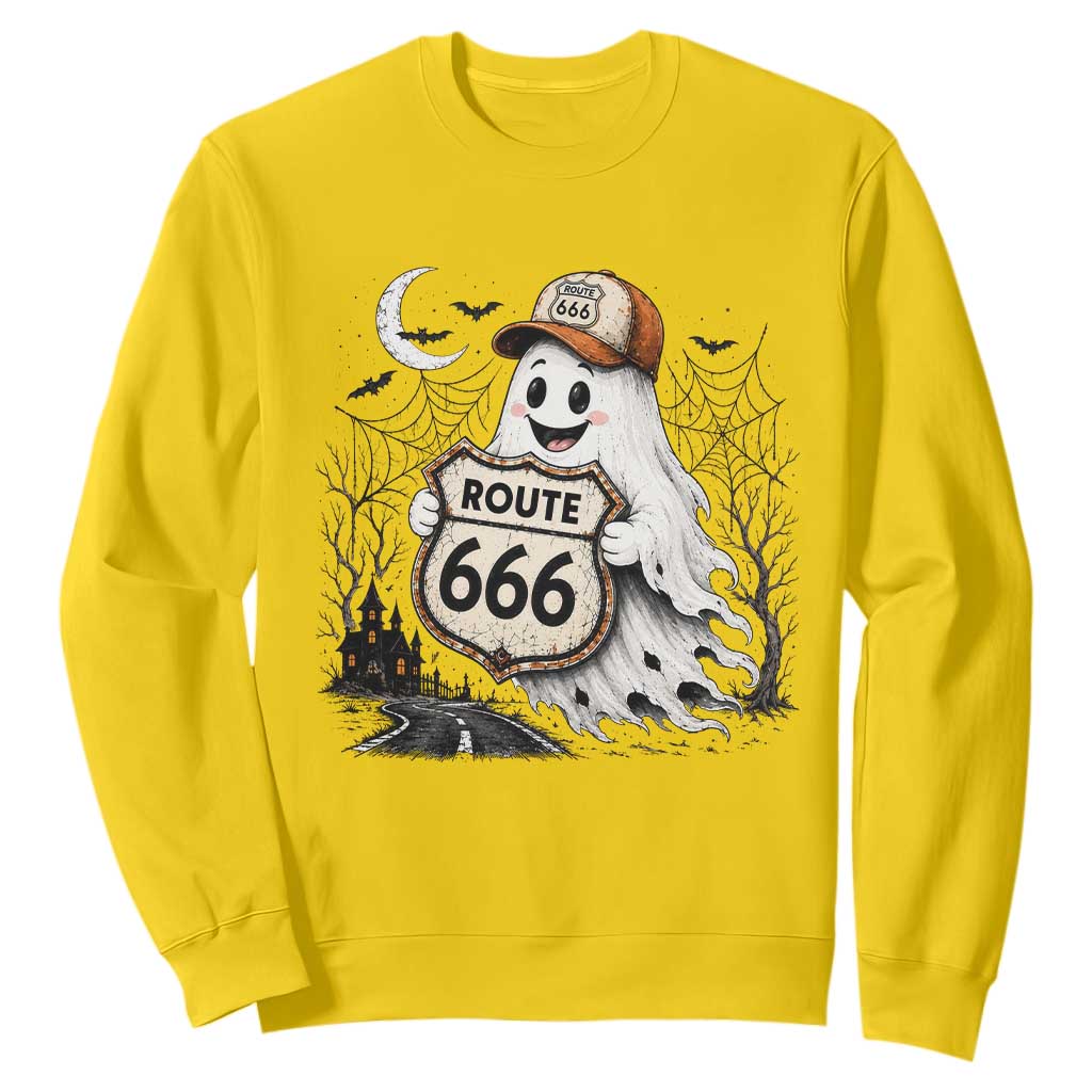 Haunted Route Highway 666 Halloween Road Trip Sweatshirt Spooky Travel Gift