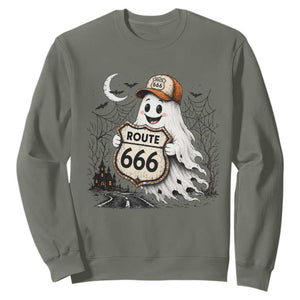 Haunted Route Highway 666 Halloween Road Trip Sweatshirt Spooky Travel Gift