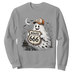 Haunted Route Highway 666 Halloween Road Trip Sweatshirt Spooky Travel Gift
