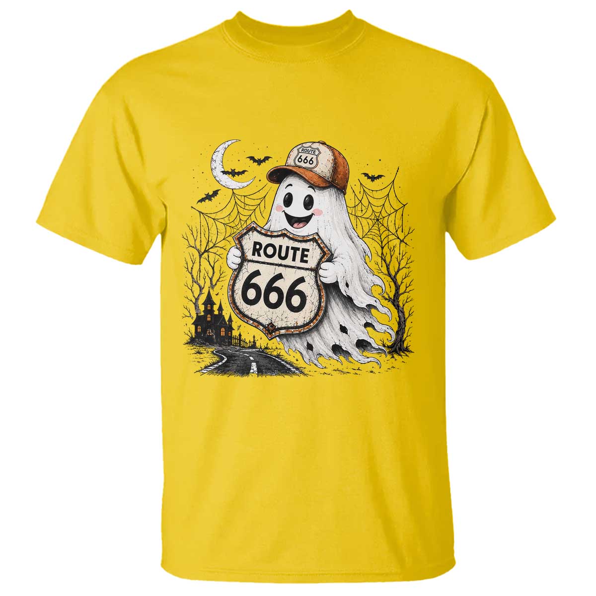 Haunted Route Highway 666 Halloween Road Trip T Shirt Spooky Travel Gift