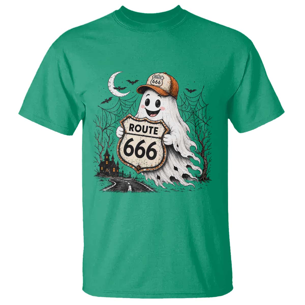 Haunted Route Highway 666 Halloween Road Trip T Shirt Spooky Travel Gift