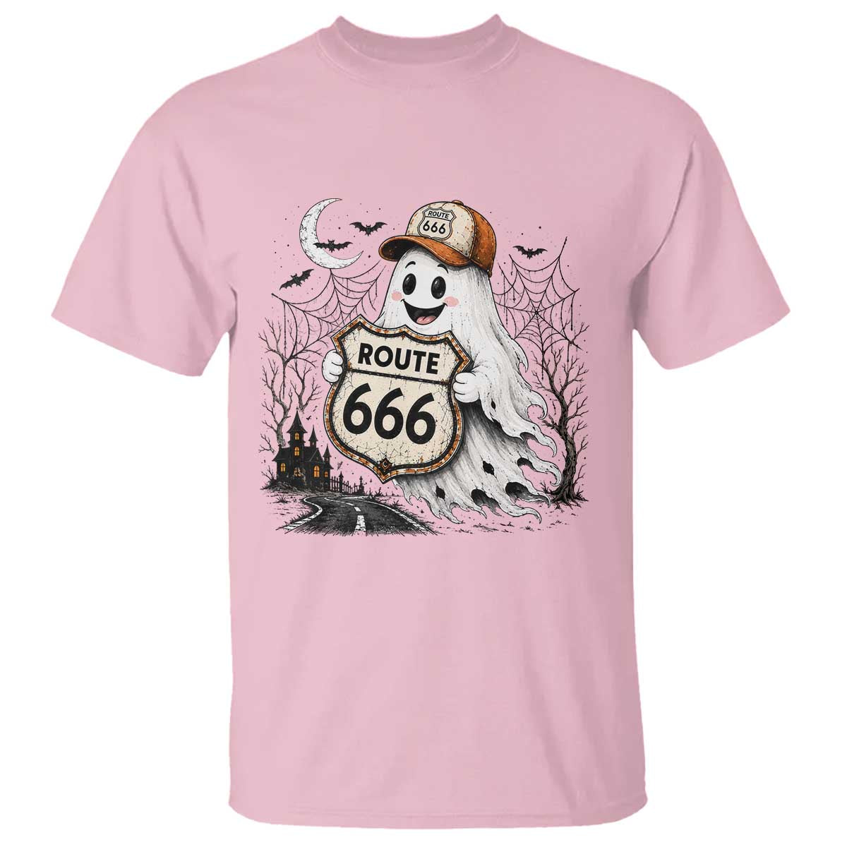 Haunted Route Highway 666 Halloween Road Trip T Shirt Spooky Travel Gift