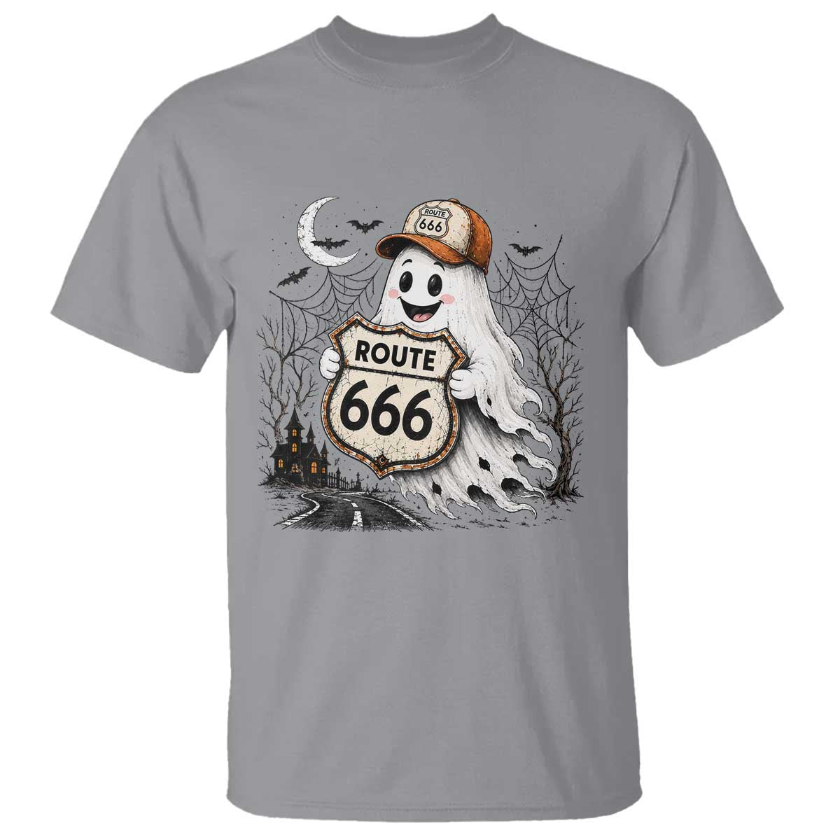 Haunted Route Highway 666 Halloween Road Trip T Shirt Spooky Travel Gift