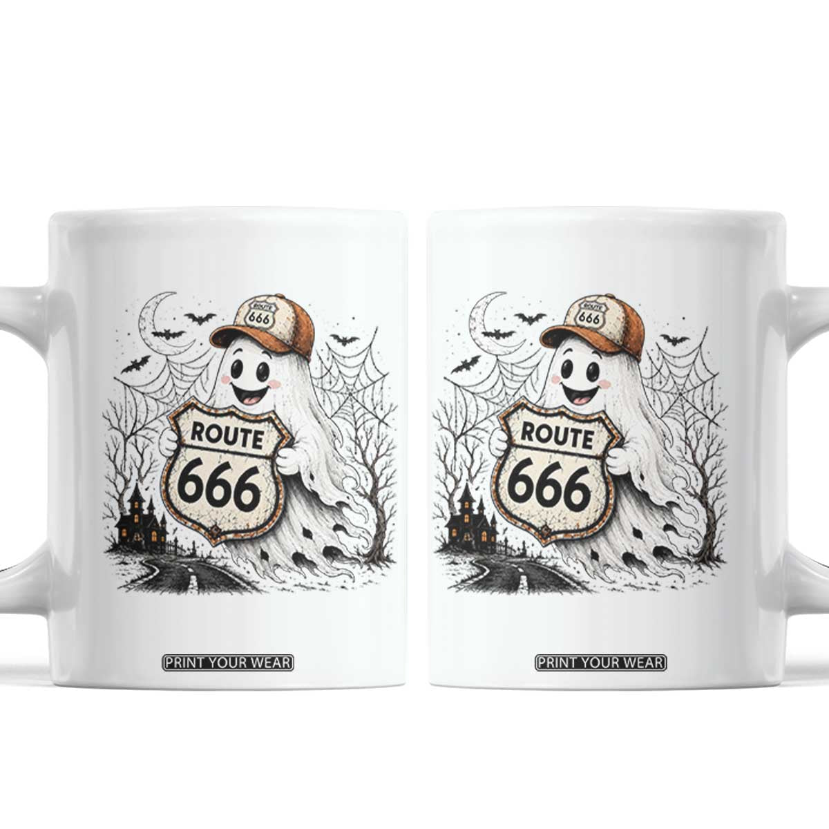 Haunted Route Highway 666 Halloween Road Trip Coffee Mug Spooky Travel Gift
