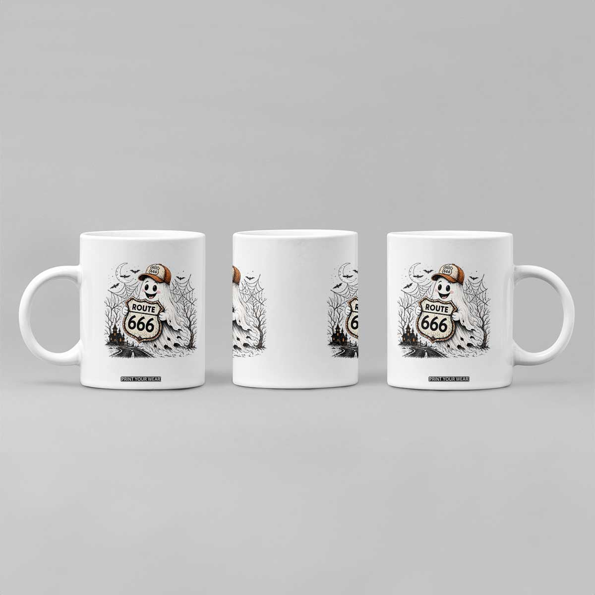 Haunted Route Highway 666 Halloween Road Trip Coffee Mug Spooky Travel Gift