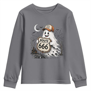 Haunted Route Highway 666 Halloween Road Trip Youth Sweatshirt Spooky Travel Gift