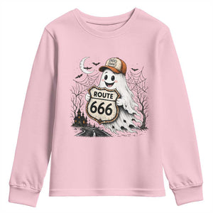 Haunted Route Highway 666 Halloween Road Trip Youth Sweatshirt Spooky Travel Gift
