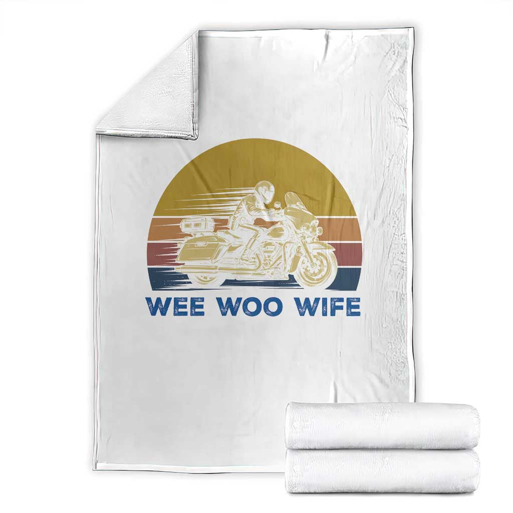 Police Wife Motorcycle Patrol Retro Sunset Throw Blanket Wee Woo Wife Proud Law Enforcement Partner