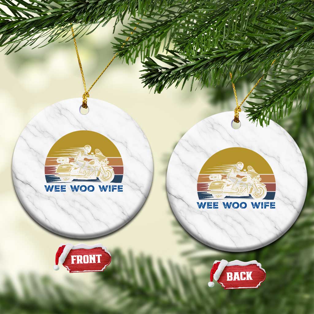 Police Wife Motorcycle Patrol Retro Sunset Ceramic Ornament Wee Woo Wife Proud Law Enforcement Partner