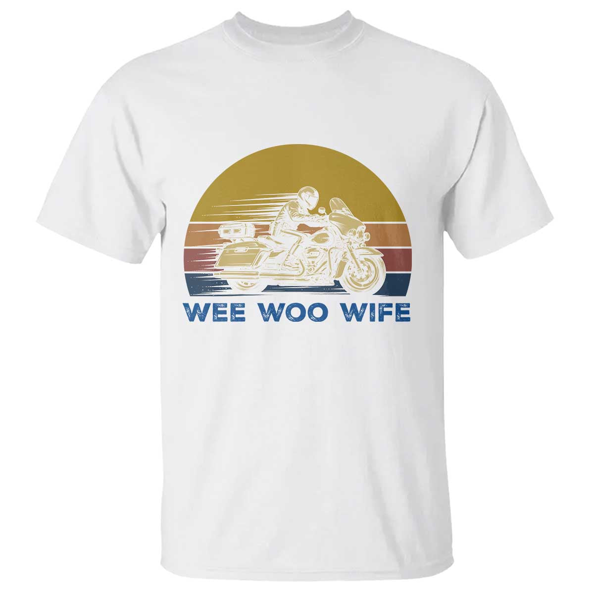 Police Wife Motorcycle Patrol Retro Sunset T Shirt Wee Woo Wife Proud Law Enforcement Partner