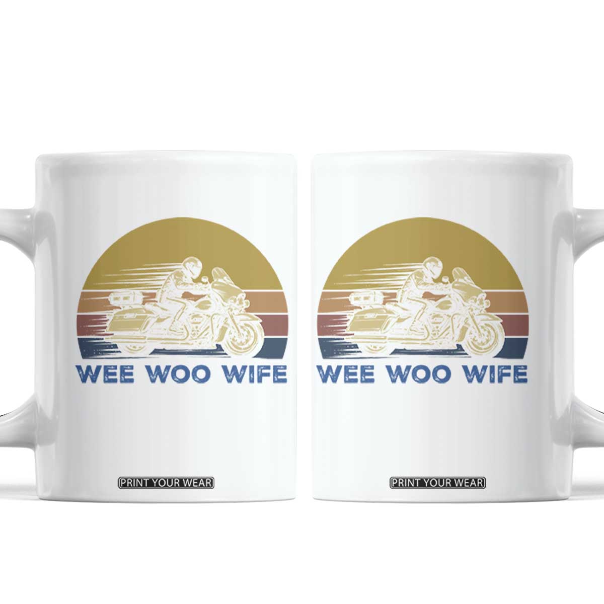 Police Wife Motorcycle Patrol Retro Sunset Coffee Mug Wee Woo Wife Proud Law Enforcement Partner